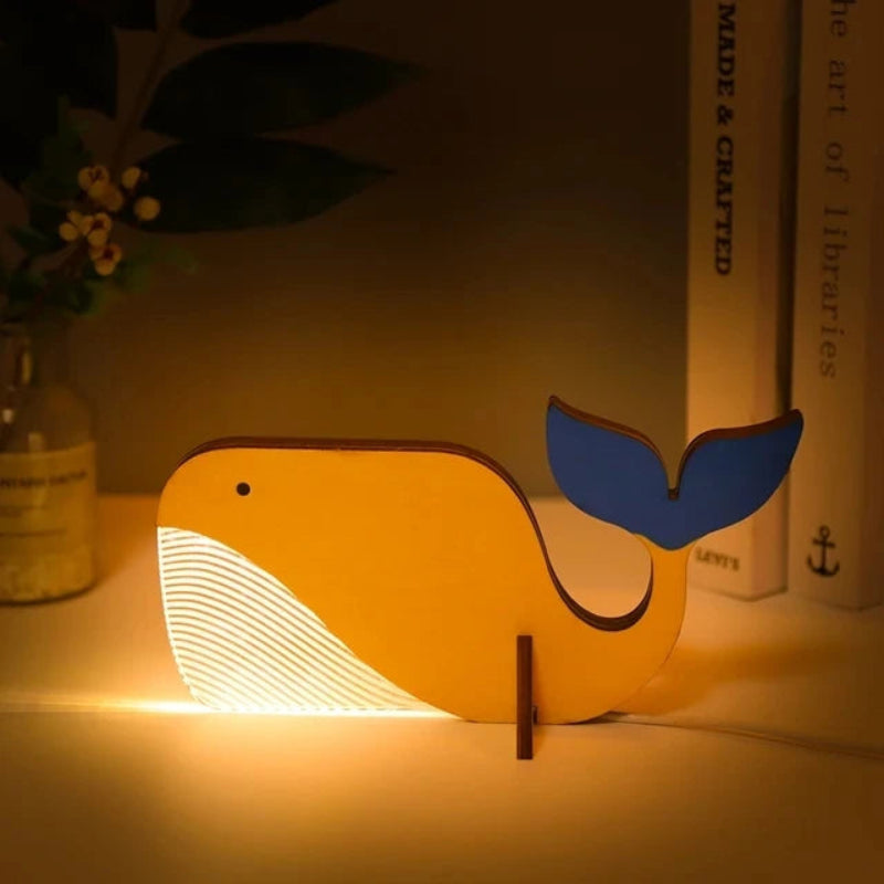 la lampe en bois baleine pour élairere chambre bébé et enfant