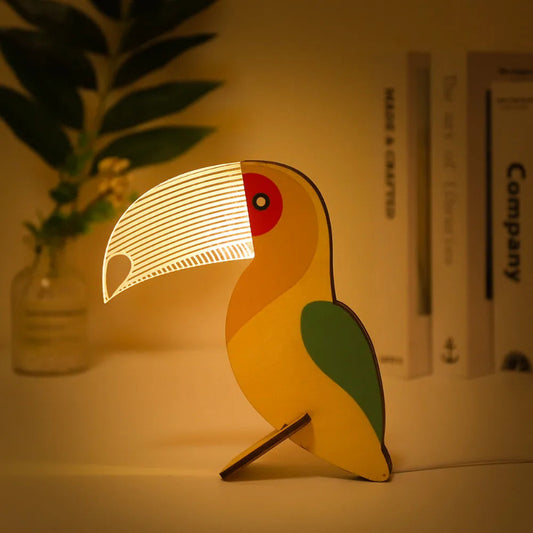 La lampe en bois en forme de toucan pour chambre bébé et enfant