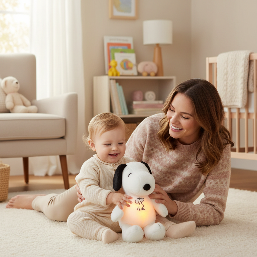 Peluche apaisante respirante — Doudou musical lumineux pour bébé
