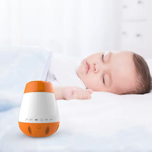 Bébé endormi avec veilleuse bruit blanc cÎne orange