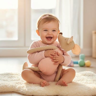 doudou bébé souris rose