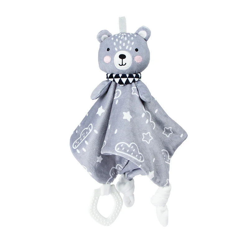 doudou ours de couleur gris avec des motifs d'éoiles et de nuages
