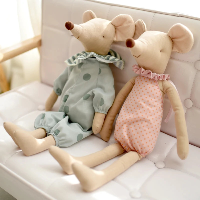 doudou bébé Souris rose et verte