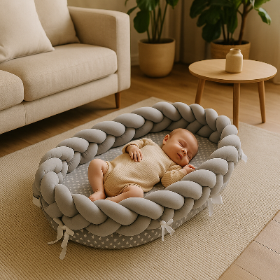 réducteur de lit tressé avec bébé
