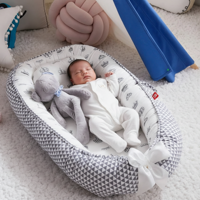 SONARIN Réducteur Lit Bébé Cocon Portable 100% Coton Gris - Nid Bébé Multifonction
