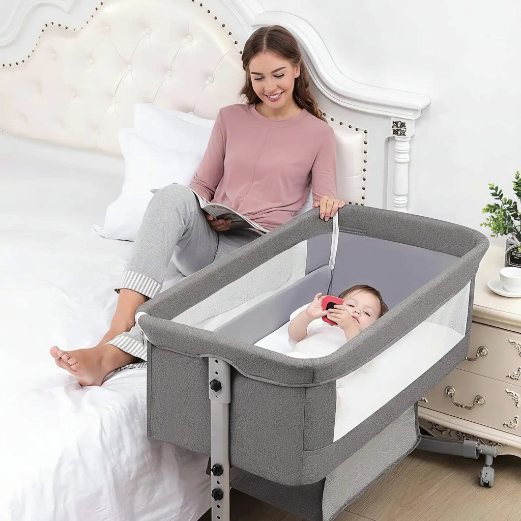 Lit bébé 3 en 1 avec parc, cododo et moustiquaire — Roues silencieuses — Mon Petit Cocon