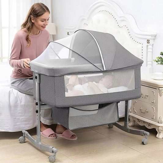 Lit bébé 3 en 1 avec parc, cododo et moustiquaire — Roues silencieuses — Mon Petit Cocon