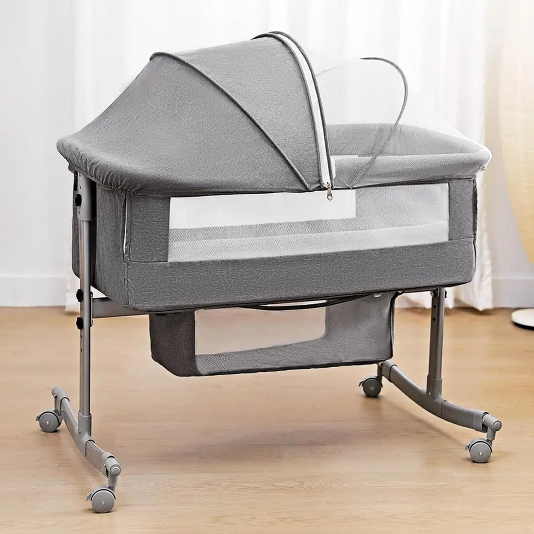 Lit bébé 3 en 1 avec parc, cododo et moustiquaire — Roues silencieuses — Mon Petit Cocon