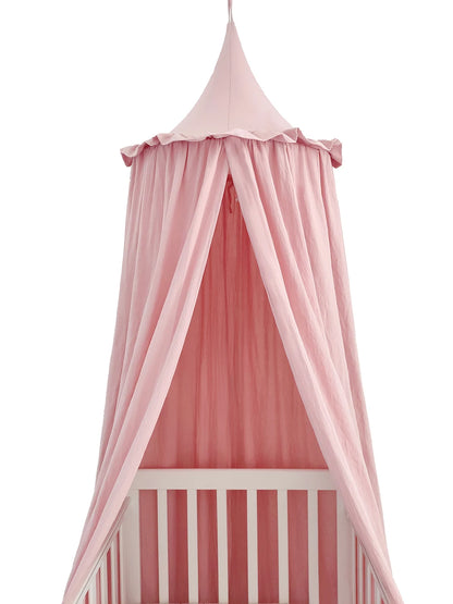 Baldaquin lit bébé 100% coton avec volants — Ciel de lit chambre enfant (variante)