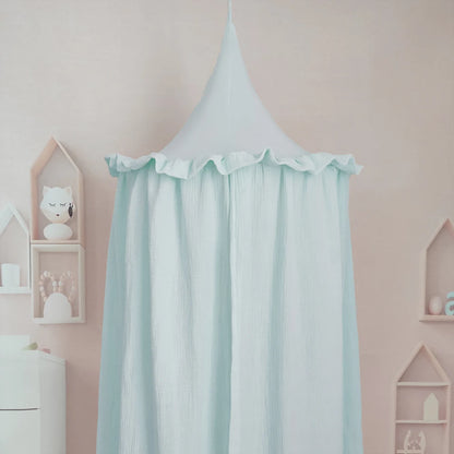 Ciel de lit en mousseline de coton premium avec volants — Baldaquin chambre enfant