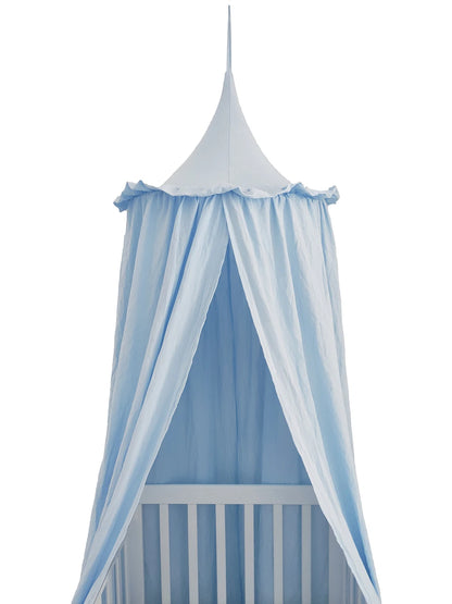 Ciel de lit enfant avec volants en coton — Tente suspendue ronde chambre bébé