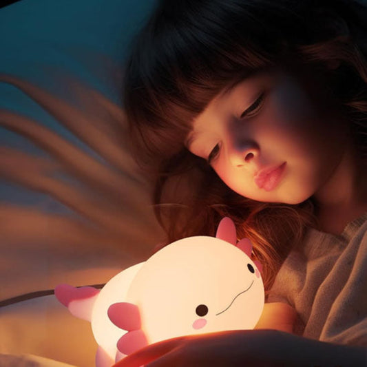 Lampe de nuit en forme d'Axolotl, illumine la chambre de bébé.