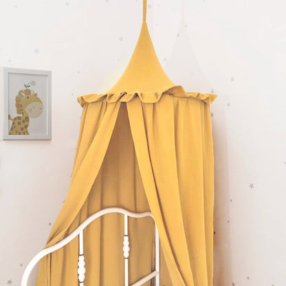 Ciel de lit en mousseline de coton premium avec volants — Baldaquin chambre enfant
