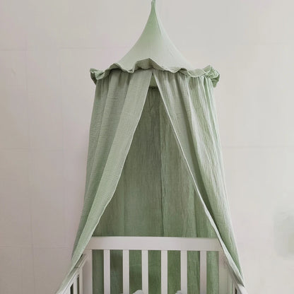 Ciel de lit en mousseline de coton premium avec volants — Baldaquin chambre enfant