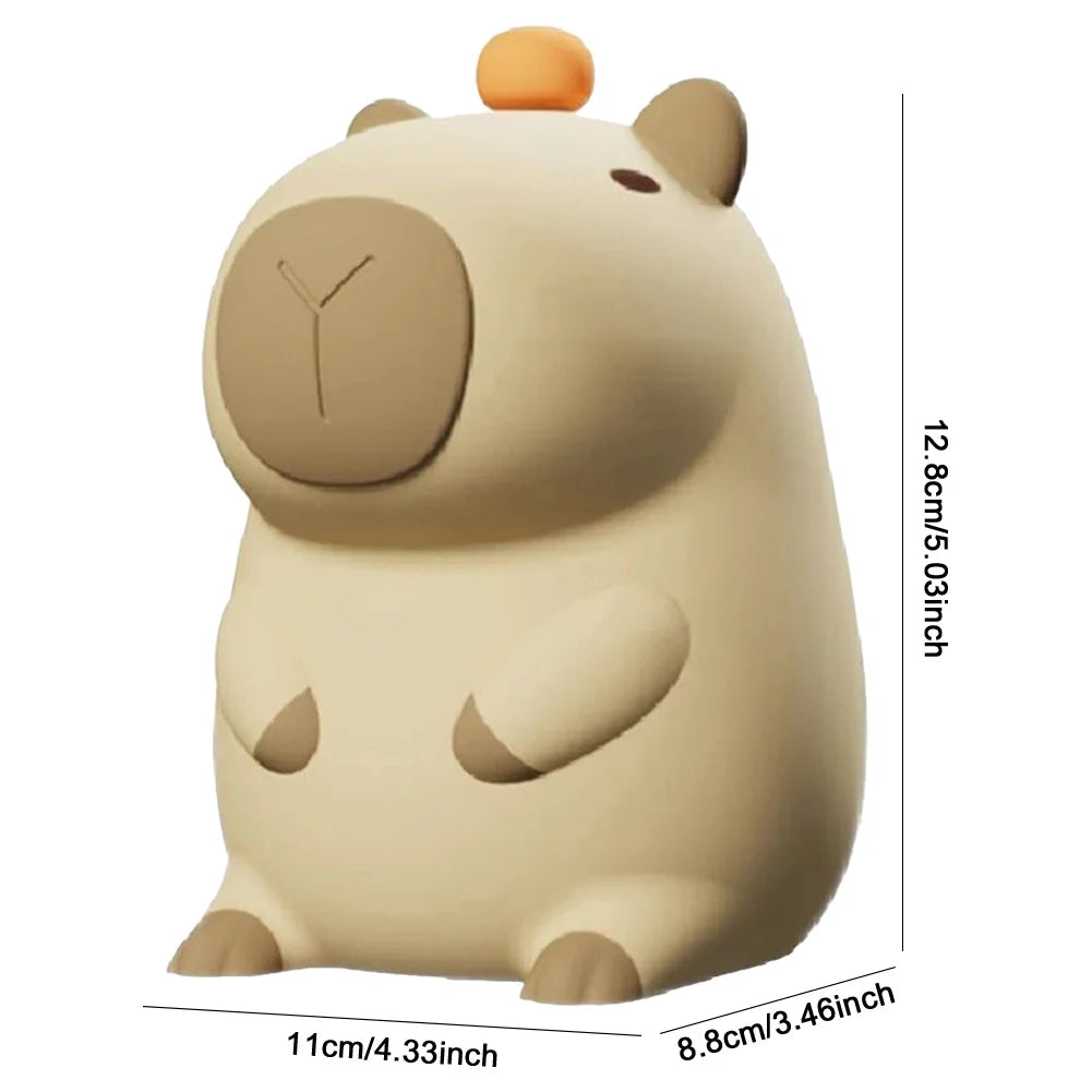 Veilleuse Capybara tactile silicone USB — 2 intensités, lampe de chevet bébé