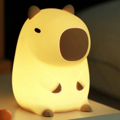 Veilleuse Capybara tactile silicone USB — 2 intensités, lampe de chevet bébé