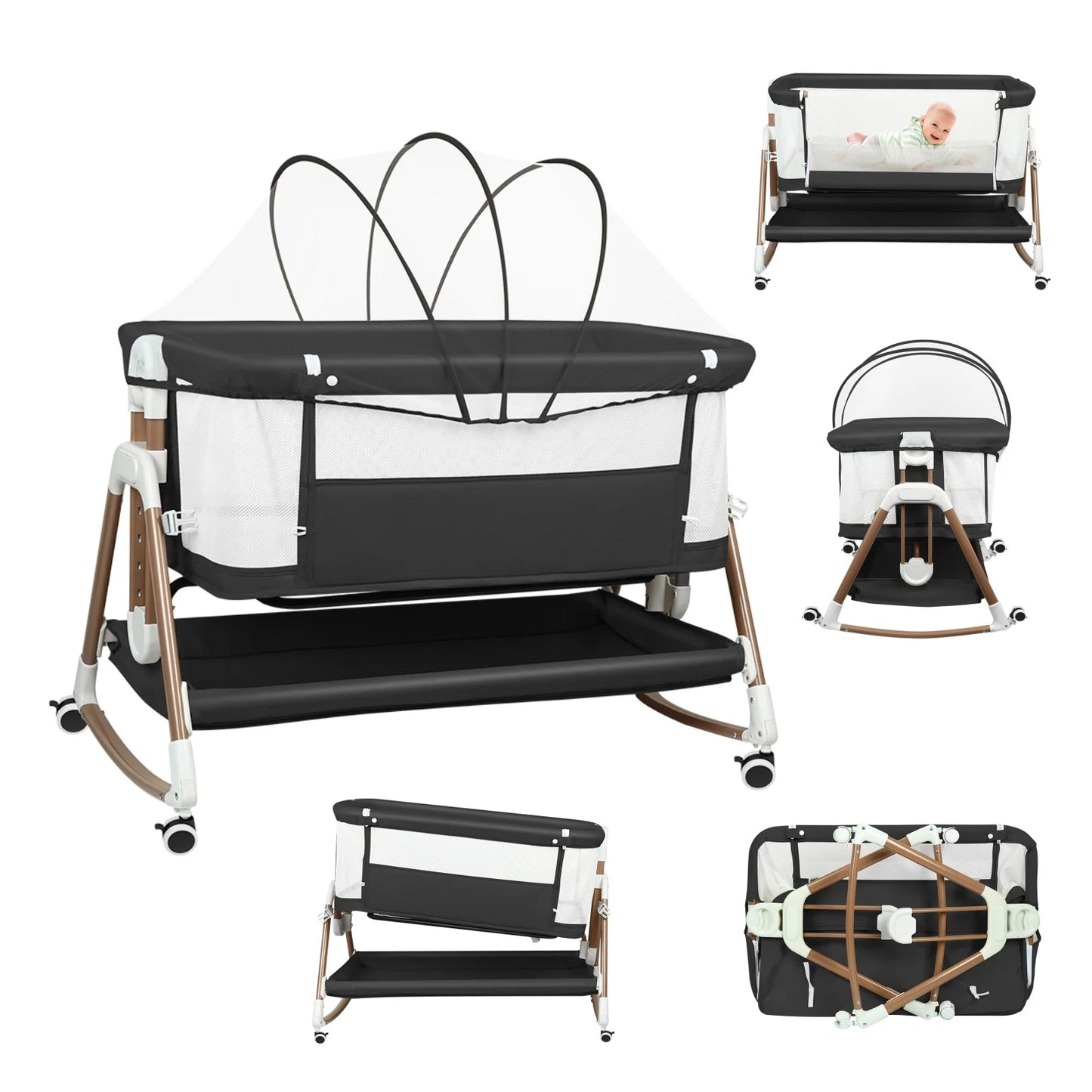 Berceau bébé 3 en 1 — Lit bascule voyage avec moustiquaire hau — Mon Petit Cocon