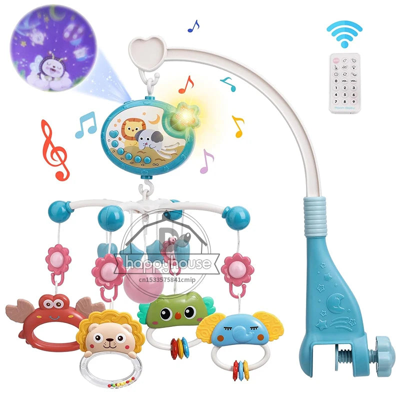 Mobile berceau musical avec projection lumineuse 0-6 mois — Télécommandé