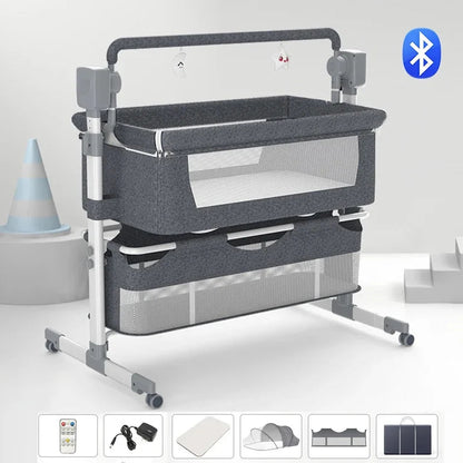 Berceau bébé électrique pliable — Balancelle automatique Bluetooth avec ti — Mon Petit Cocon