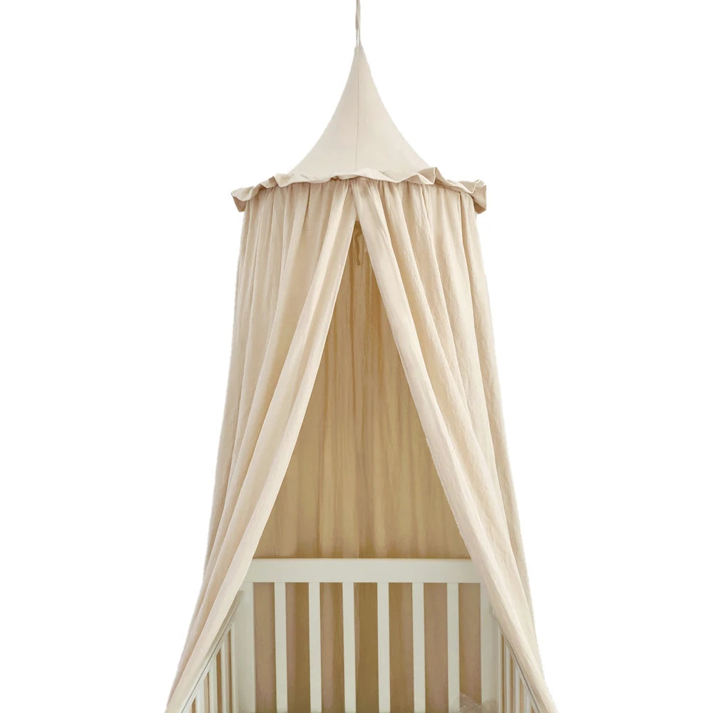 Baldaquin lit bébé 100% coton avec volants — Ciel de lit chambre enfant (variante)