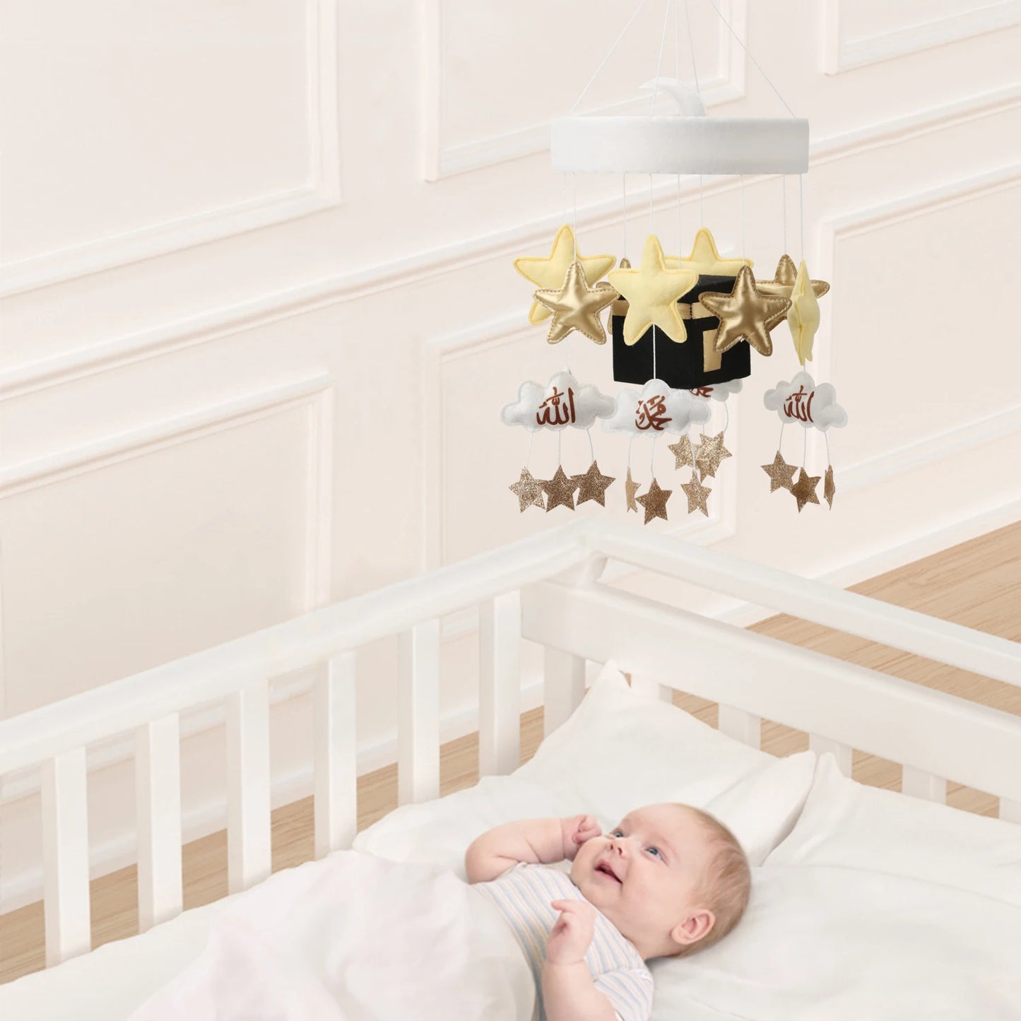 Mobile islamique Kaaba pour berceau — Cadeau naissance musulman avec Coran