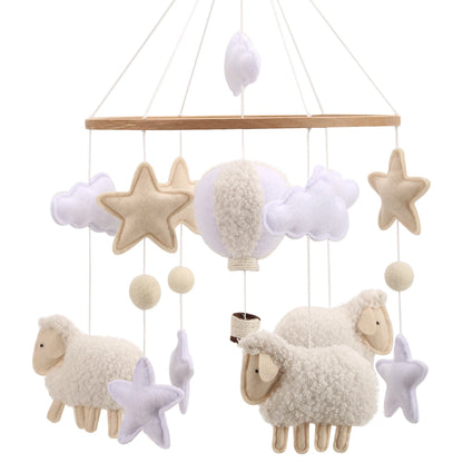 Mobile berceau bébé mouton et ballon — Décoration chambre neutre