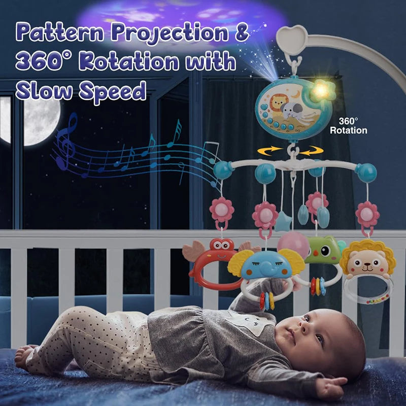 Mobile berceau musical avec projection lumineuse 0-6 mois — Télécommandé