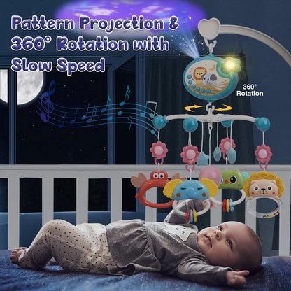 Mobile berceau musical avec projection lumineuse 0-6 mois — Télécommandé