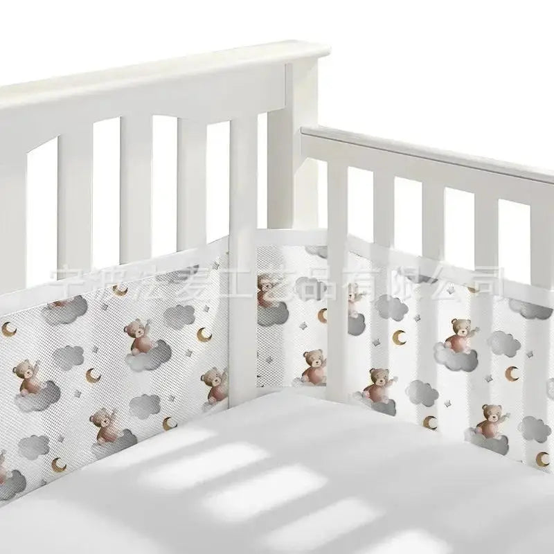 Tour de lit bébé 4 panneaux respirant — Liner mesh anti-choc — Mon Petit Cocon