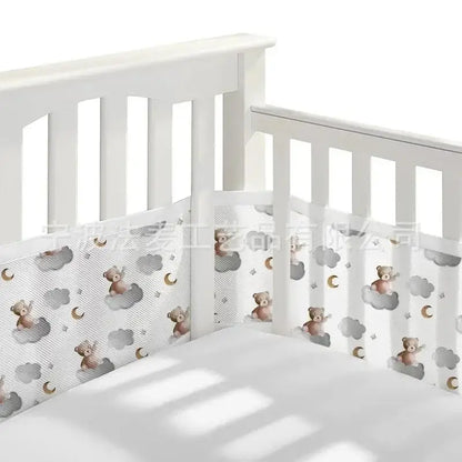 Tour de lit bébé 4 panneaux respirant — Liner mesh anti-choc — Mon Petit Cocon