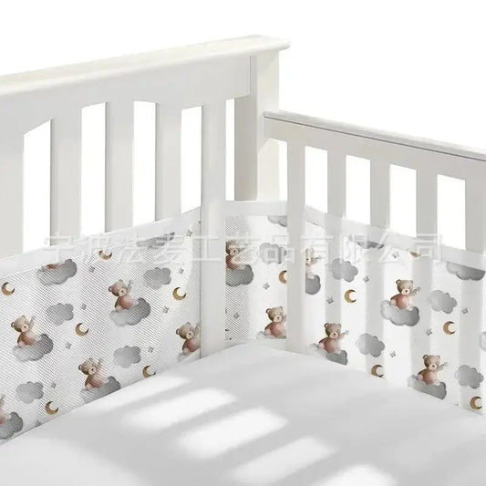 Tour de lit bébé 4 panneaux respirant — Liner mesh anti-choc — Mon Petit Cocon