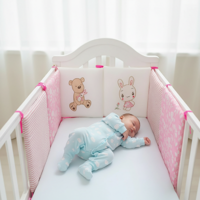 tour de lit bébé rose