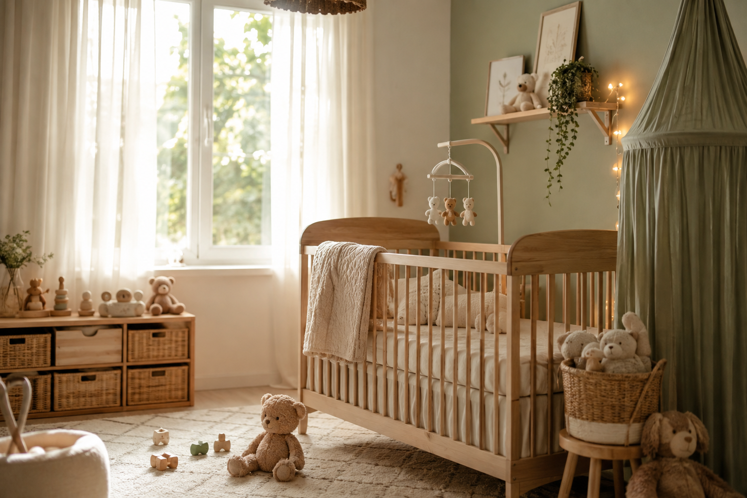 chambre de bebe mobile berceau tour de lit ciel de lit peluche doudou