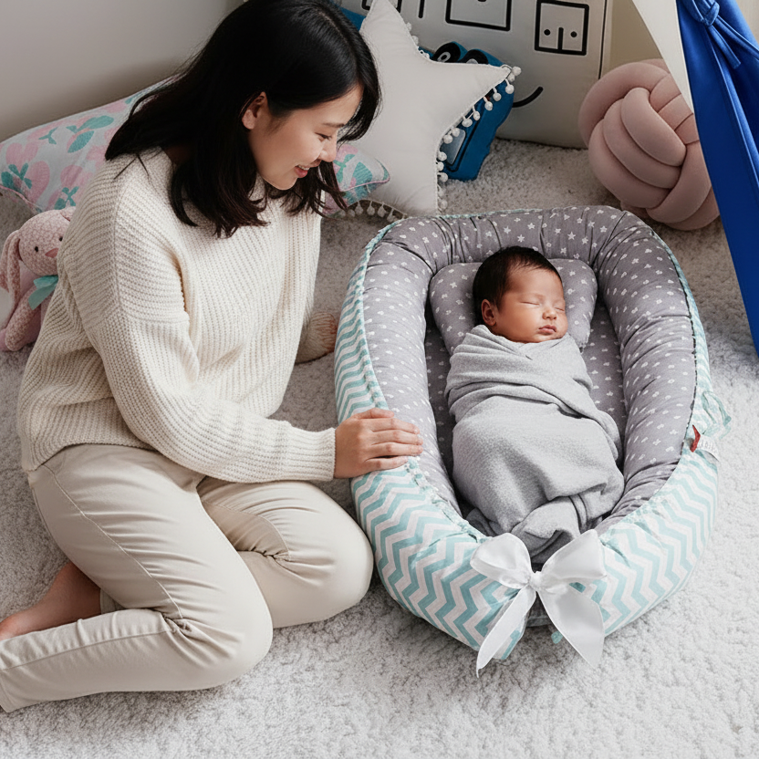 COCON POUR BEBE - ETOILE GRISE