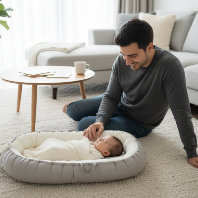 cocon pour bébé avec papa