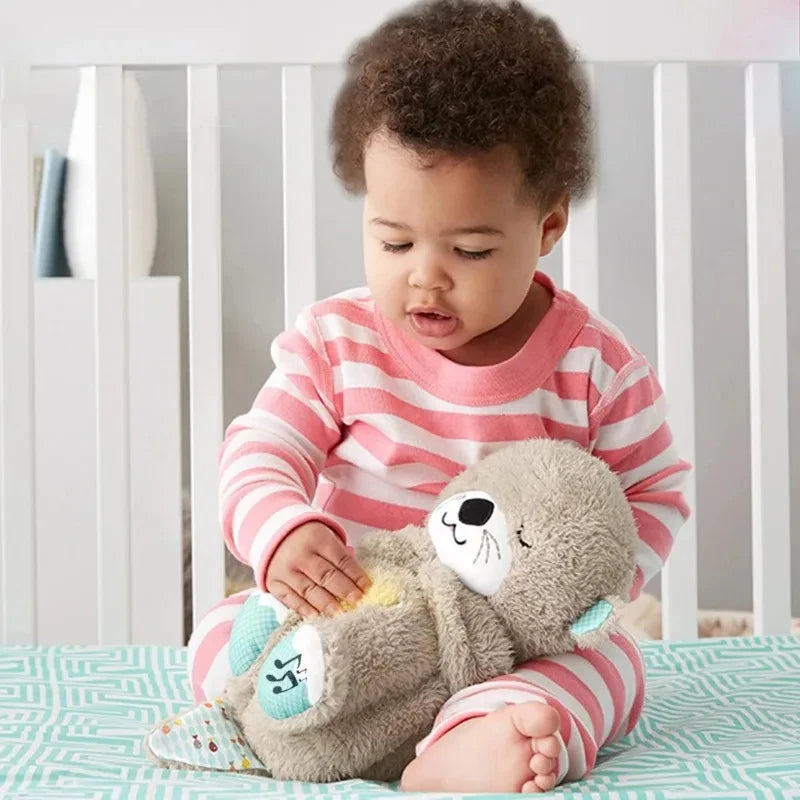 doudou loutre gris avec bébé