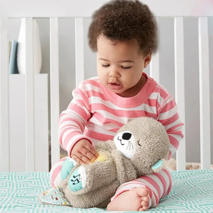 doudou loutre gris avec bébé