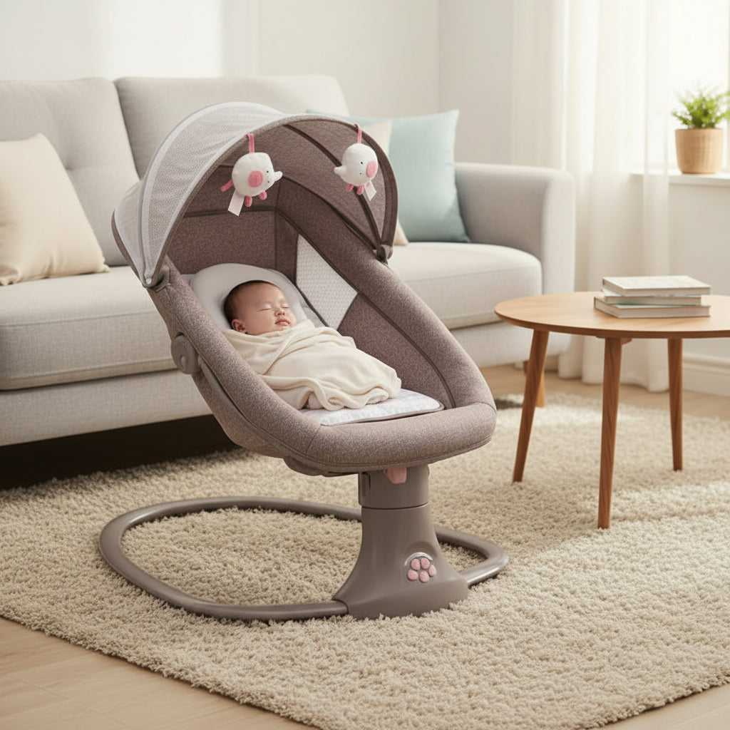 lit bebe electrique marron