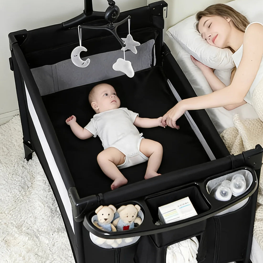 Lit cododo bébé avec table à langer — Berceau convertible en parc — Mon Petit Cocon