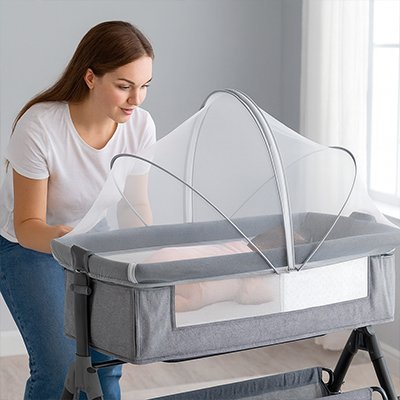 Moustiquaire lit bébé gris