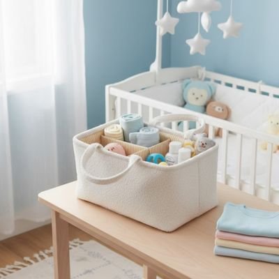 Panier de rangement bébé gris clair