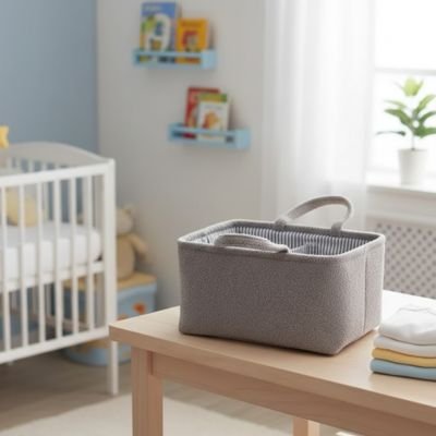 Panier de rangement bébé  gris foné