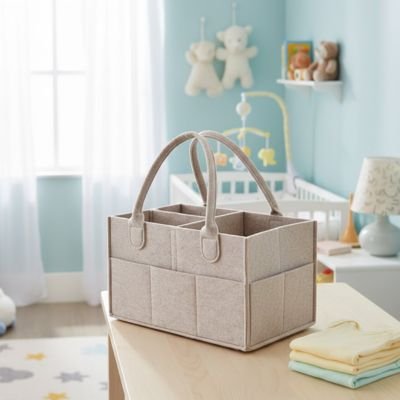 Panier rangement bebe beige