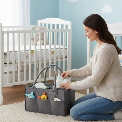 Panier rangement bebe gris