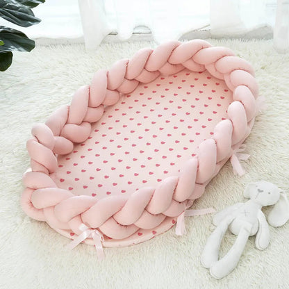 Réducteur de lit bébé, tressé rose