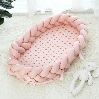 Réducteur de lit bébé, tressé rose