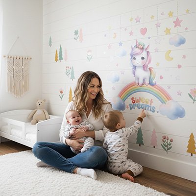 Stickers muraux enfant  licorne