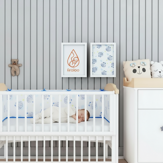 Tour de lit respirant - Coquillages Bleu