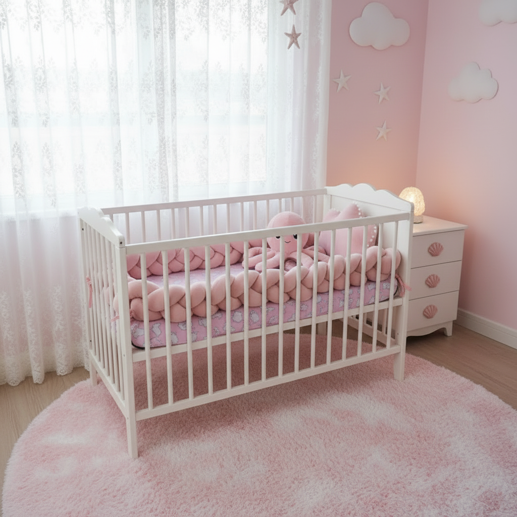 Tour de lit tressé- Kaki Clair