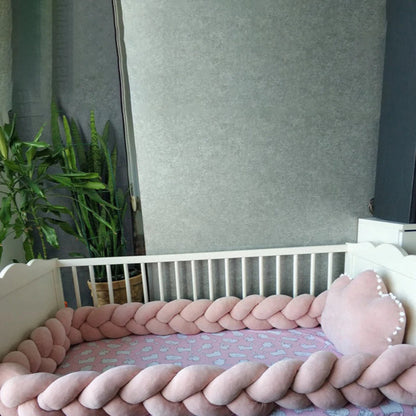 Tour de lit tressé rose